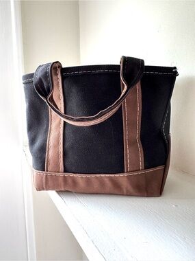 L.L. Bean Classic Canvas Mini Tote Bag in Black and Brown
